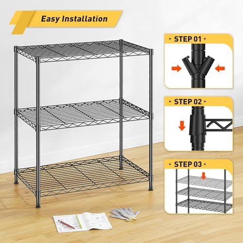 DurayLoly 3-Tier 450LBS Adjustable Wire Shelving Unit for Kitchen, Black - Image 6