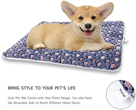 Mora Pets Dog Bed Crate Pad Ultra Soft Pet Mat Star Print 22 Inch Blue - Image 5