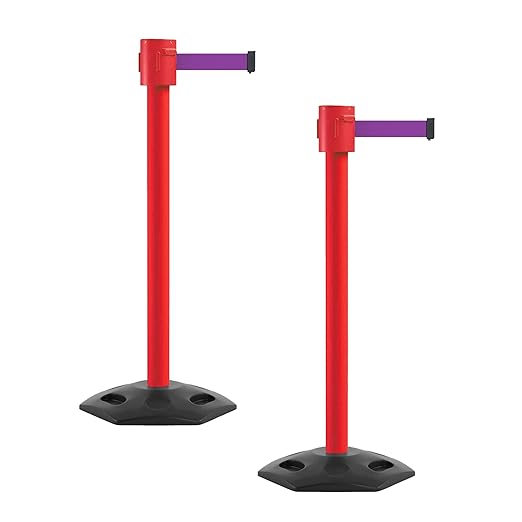 Montour Line MSR760 Set of 2 Retractable Belt Barrier Stanchion, Rubber Base by Montour+Line