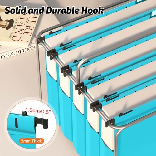 SHUTEX Extra Capacity Plastic Hanging File Folders,12 Pack, Letter, Blue - Image 5
