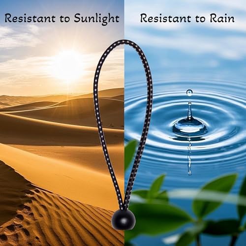 Bungee Cords with Balls 35PCS, 6 Inch Heavy Duty Ball Bungees for Canopy Tarp, Tent, Outdoor, Black Elastic Ties for Secure Hold – No Odor, Durable, UV Resistant (35, BW6) - Image 3