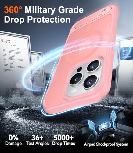 Temdan Magnetic Compatible with iPhone 15 Pro Case, [Built-in Invisible Kickstand][Compatible with MagSafe][Military Grade Shockproof] Slim Translucent Matte Phone Case for iPhone 15 Pro 6.1" - Image 5