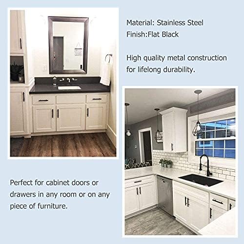 homdiy Black Drawer Pulls Cabinet Handles 10Pack - HD201BK Cabinet Door Handles 4-1/2 in Hole Centers Cabinet Hardware Modern Cabinet Pulls for Kitchen Cabintes - Image 5