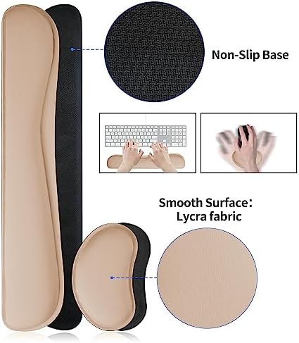 Bloss Leather Desk Pad and Keyboard Wrist Rest, Large Mouse Pad + Keyboard Pad+Mouse Wrist Support, Non-Slip Desk Mat Protector for Office, Home(31.5×15.7 Inches,Beige) - Image 5