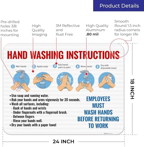 Employees Wash Hands Before Returning to Work Sign, - Image 3