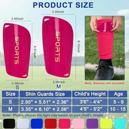 Kids Soccer Shin Guards 2 Pairs Slip-in Youth Shin Pads for Boys Girls, Lightweight PP+EVA Soccer Protective Gear Fits with Shin Guard Sleeves(not Included), Toddler to Teen Sizes Multiple Colors - Image 2