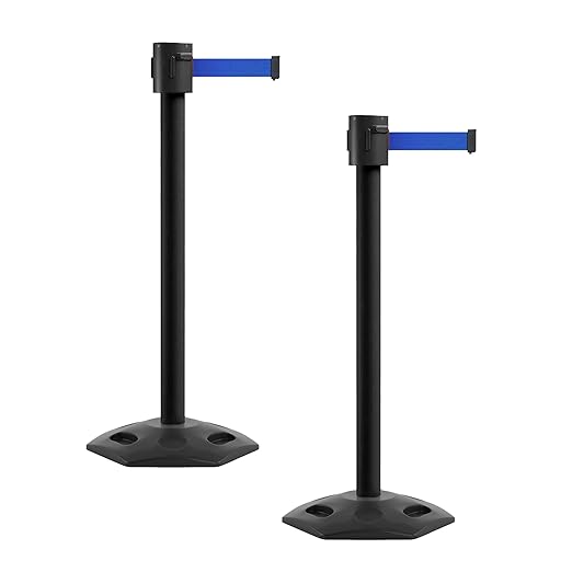 Montour Line MSR760 Set of 2 Retractable Belt Barrier Stanchion, Rubber Base by Montour+Line