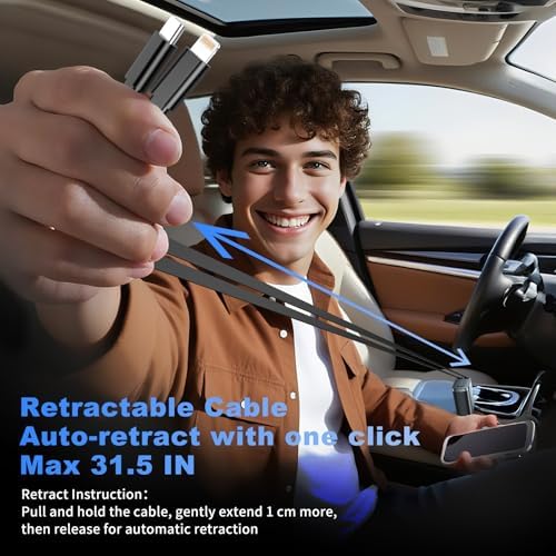2 Pack 84W Retractable Car Charger, 4-in-1 Car Adapter USB C Fast Charging - Image 3
