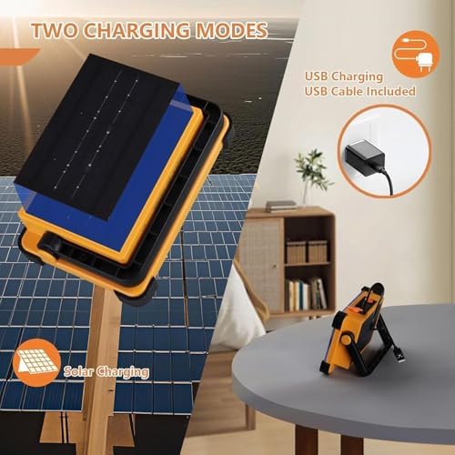 YXQUA 2 Pack 120W Solar Rechargeable Work Light, 144 LED 10000LM, IP65 - Image 4