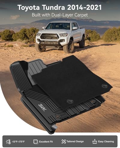 3W Floor Mats & Carpet Toyota Tundra 2014-2021 CrewMax Cab, TPE All Weather - Image 2
