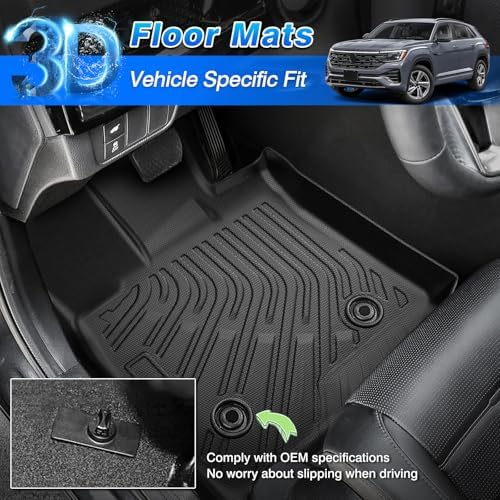 Atlas Floor Mats - Car Mats for Volkswagen Atlas Cross Sport 2020-2026(Fit 5 Seat), All Weather Floor Mats and Cargo Liner for Atlas Accessories, Heavy Duty Rubber Mats, Car Accessories - Image 2