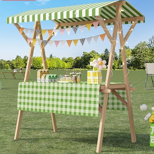 Portable Vendor Cart Mobile Vendor Stand Thickened Wooden Frame Easy Setup 140kg Load Capacity 360° Swivel Wheels Outdoor Cart for Farmers Market Party Events Display(Green+Black,150cm(59in)) by Unknown