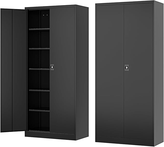 Metal Storage Cabinet-72” Black Tall Steel File Cabinets by Fesbos