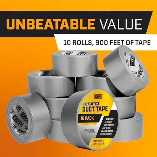 Lockport Duct Tape Heavy Duty Waterproof - 10 Roll Pack Silver Duct Tape Bulk - 30 Yards x 2 Inch - No Residue, Flexible, Strong, All- Weather Resistant and Easy Tear - Grey Heavy Duty - Image 6