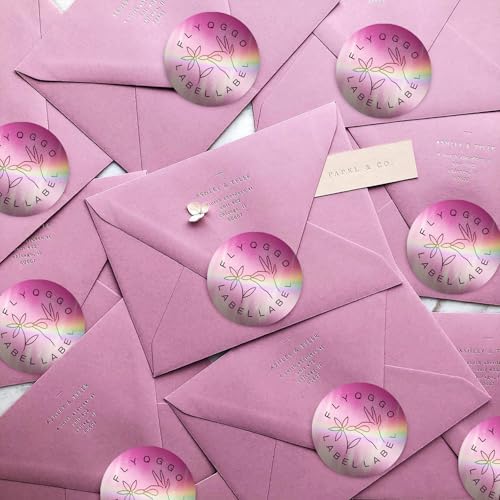2" Holographic Thermal Sticker Labels, 500 Pcs Round Printable Thermal Waterproof Sticker Rainbow Glitter for Logo Design, Price/Name Tag, Barcode, DIY Custom, Aurora Dark Purple, 500 Labels/Roll - Image 4