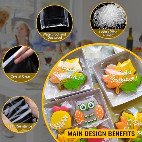 Self‑adhesive 200pcs 4X10 inch Clear Cellophane Bags Gift Wrap Treat Bags - Image 3