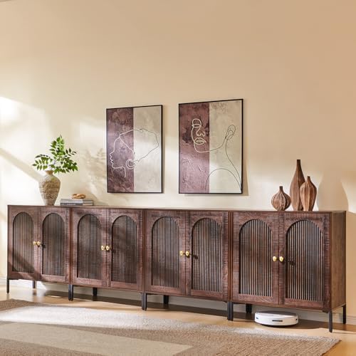 IFGET 123.5" W Modern Arched Sideboard Buffet Cabinet with Storage, Brown by IFGETEnrichYourLivingSpace