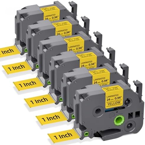 Replacement for P-Touch TZe-651 Yellow Laminated 24mm 0.94" Label Tape by COLORTY