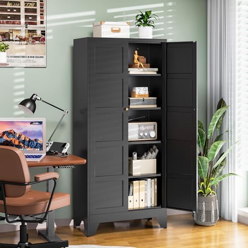 Letaya 72" H Metal Storage Cabinet with 2 Doors and 4 Shelves,Tall Kitchen Pantry Cabinets,Utility Pantry Organizers for Cupboard/Dining/Bathroom/Home Office/Garage (Black, 72" H x 18" D x 33.5" W) - Image 5