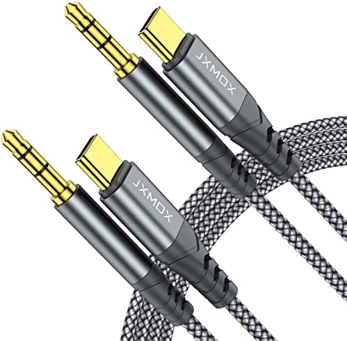 JXMOX USB C to 3.5mm Audio Aux Jack Cable (4ft 2-Pack), Type C to 3.5mm Headphone Car Stereo Cord Compatible with iPhone 17 Air 16 15 Pro Max, Samsung Galaxy S25 S24 S23 Note 20, Pixel 9 8, iPad Pro by JXMOX