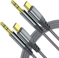 JXMOX USB C to 3.5mm Audio Aux Jack Cable (4ft 2-Pack), Type C to 3.5mm Headphone Car Stereo Cord Compatible with iPhone 17 Air 16 15 Pro Max, Samsung Galaxy S25 S24 S23 Note 20, Pixel 9 8, iPad Pro by JXMOX