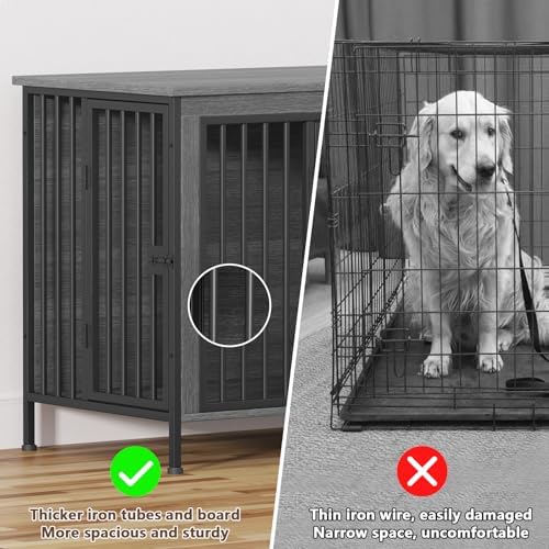 EasyCom 78.74" Dog Crate Furniture for 1 or 2 Dogs, 35-60 Pounds, Dark Grey - Image 7