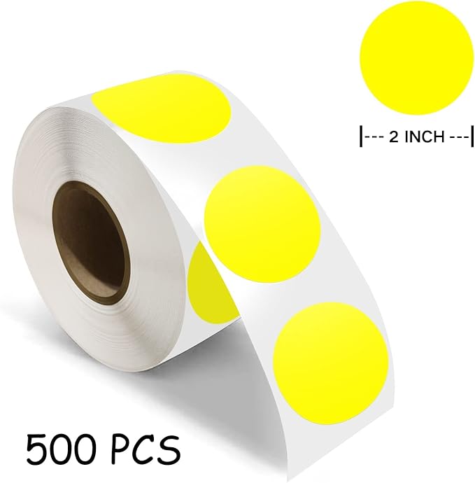 500 PCS Dot Sticker Tape 2" Inch Round Color Coding Labels Removable Writable - Image 7