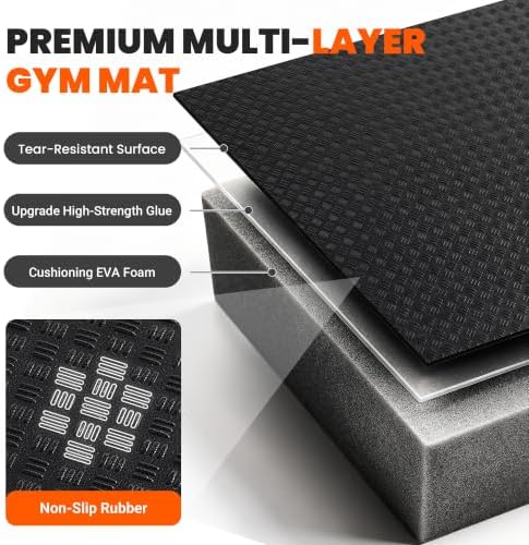 Stepwaver 0.56" Thick 24 Sq Ft Rubber-Textured Gym Flooring for Home Gym - Image 2