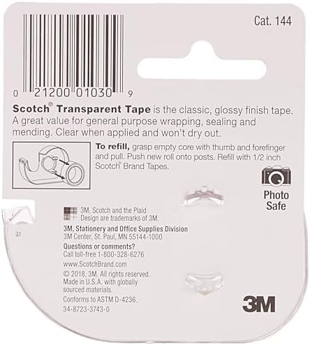 Scotch Transparent Tape, 0.5 in x 450 in (12.7 mm x 11.4 m), (Pack of 3) - Image 4