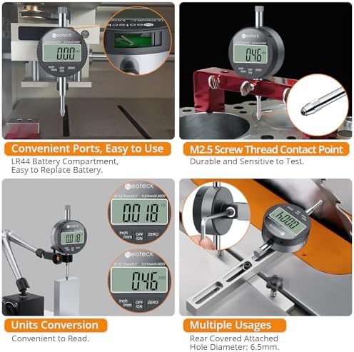 Neoteck 0-12.7mm/0.5" Digital Dial Indicator 0.01mm/0.0005" with Resolution - Image 4