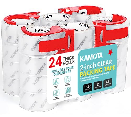 KAMOTA Packing Tape, 24 Rolls Heavy Duty Clear Packaging Tape by KAMOTA