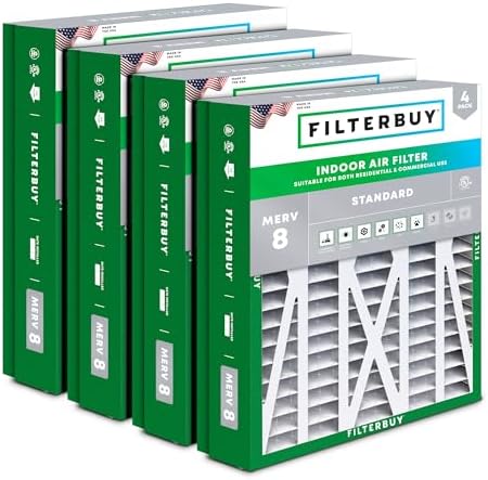 Filterbuy 21x23.5x5 Air Filter MERV 8 Dust & Allergy Defense (4-Pack) by Filterbuy