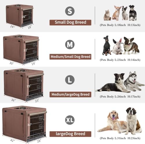 DONORO Dog Crates for Small Size Dogs Indoor Double Door Dog Kennels & Houses for Puppy and Cats, Collapsible Metal Contour Dog Cages (Brown, 24.0" L x 18.0" W x 20.0" H) - Image 5