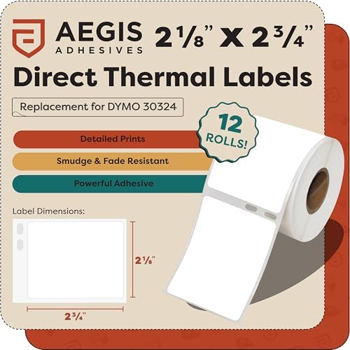 Replacement for DYMO 30324 (12 Rolls, 3840 Labels) - 2 1/8" X 2 3/4" - Image 2