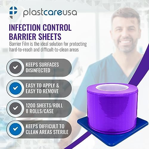 Purple Barrier Film Roll 4"x6" - 6.5nm Thickness Medical Grade Surface Protective Dental Barrier Film for Dental, Medical, Tattoo - Easy Peel, Non-Stick Tape (1 Box of 1200 Sheets) By PlastCare USA - Image 4