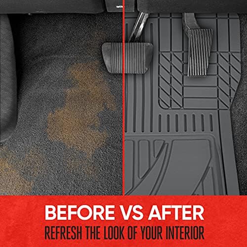 Motor Trend FlexTough™ Advanced Gray Rubber Car Floor Mats – Heavy Duty Trim to Fit All Weather Floor Mats for Cars Truck SUV - Automotive Car Interior Floor Liner Protection - Universal Fit - Image 4