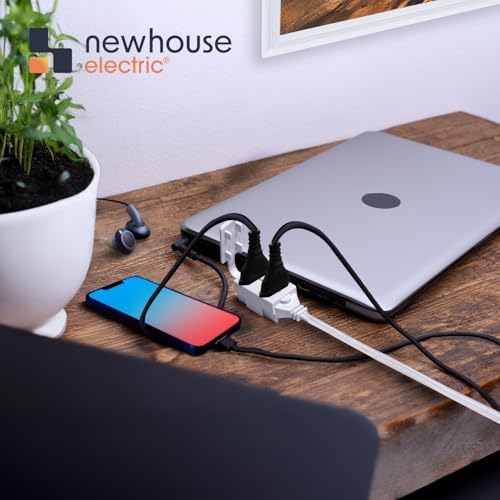 Newhouse Electric 6-Foot 2-Prong Indoor Outlet Extension Cord with Tamper Guard CTCORD6FT-WH, Slim Indoor Extension Cord and Cube Tap for Home Essentials, Apartments, and Home Improvement Projects - Image 7