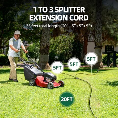 TiFFCOFiO Outdoor Extension Cord with 1 to 3 Splitter Outlets, 35 FT Waterproof Cord with Safety Cover, 3 Electrical Outlets for Christmas Decorations, 16 AWG, ETL Listed - Image 4