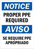 StickerJet Bilingual NOTICE OSHA-Style PPE Sign, Proper PPE Required, English/Spanish Self-Adhesive Waterproof Vinyl Signs, 5" x 7", Pack of 5 by STICKERJET