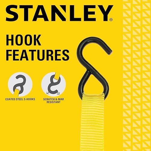 STANLEY 1" x 10' x 900 lbs Light-Duty Ratchet Straps, 4-Pack - Image 6