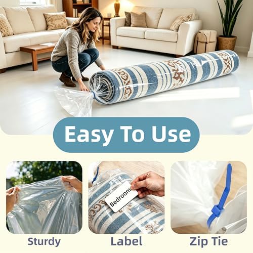 Heavy Duty Plastic Carpet Storage Bag, 92 x 20 Inch Rug Shipping Bag - Image 4