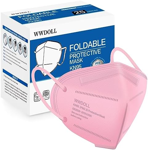 WWDOLL KN95 Face Mask 25 Pack, 5-Layers Breathable Disposable KN95 Masks by WWDOLL