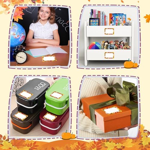 180 PCS Fall Leaves Name Tags Stickers, Thanksgiving Maple Leaves Gift Tags Stickers Name Labels for Gift Organizing Jar Holiday Supplies, 2x3 inch - Image 4