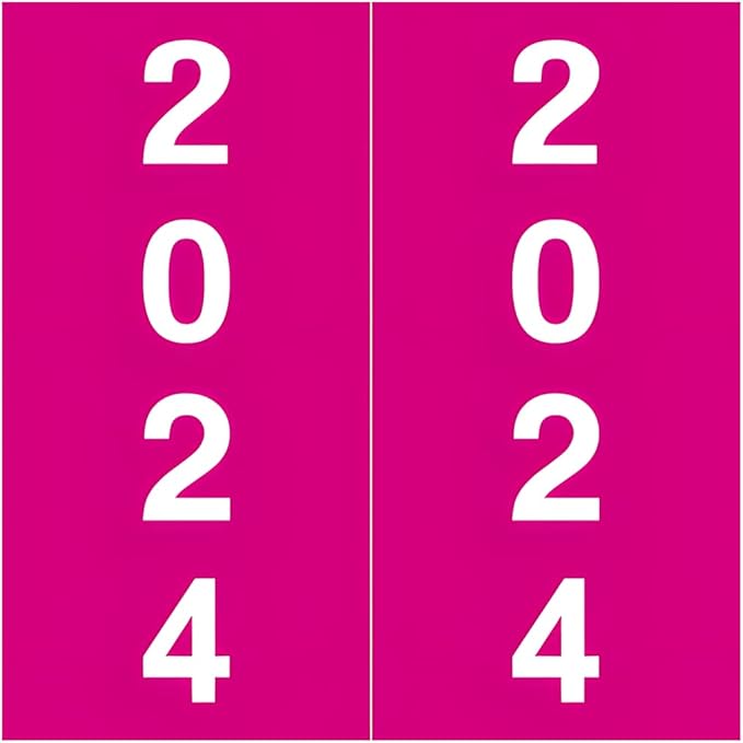 2024 Year Labels, Doctor Stuff 2024 Chart Stickers, Fuschia Color Coded by DoctorStuff