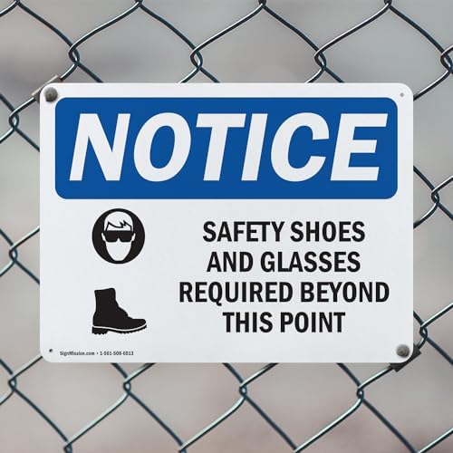 (2 Pack) Safety Shoes And Glasses Required OSHA Notice Sign 14 Inch X 10 Inch Indoor/Outdoor Rust-Free Aluminum Metal Signs for Workplace, Workshop, and Construction Site, Made in the USA - Image 5