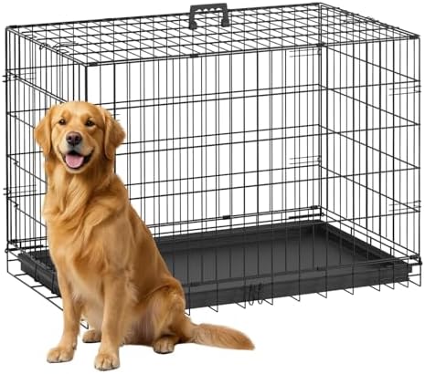 FDW | 36" Foldable Metal Dog Crate | Dark Black | Cage for Medium Dogs by FDW