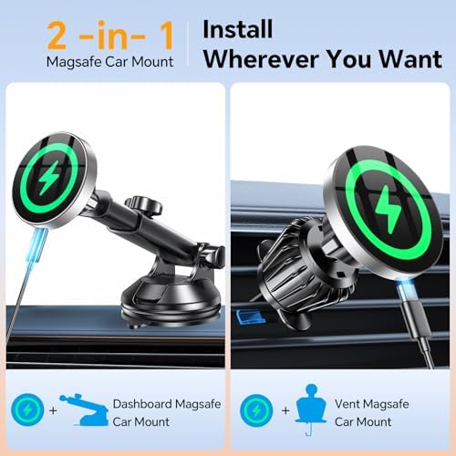 Coolpow 15W Magsafe Car Mount Charger Magnetic Phone Holders for Your Car - Image 2