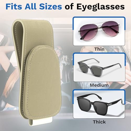 BFXM Car Sunglass Holder, Magnetic Leather Sunglass Holder - Image 4