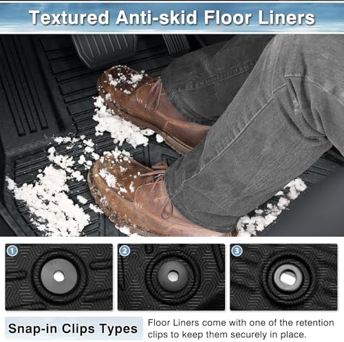 Mixsuper Floor Mats for 2013-2024 Toyota 4Runner, Custom Fit TPE All-Weather Floor Liners, Waterproof Anti-Slip Heavy Duty Mats, 1st and 2nd Row Accessories Set Black - Image 4