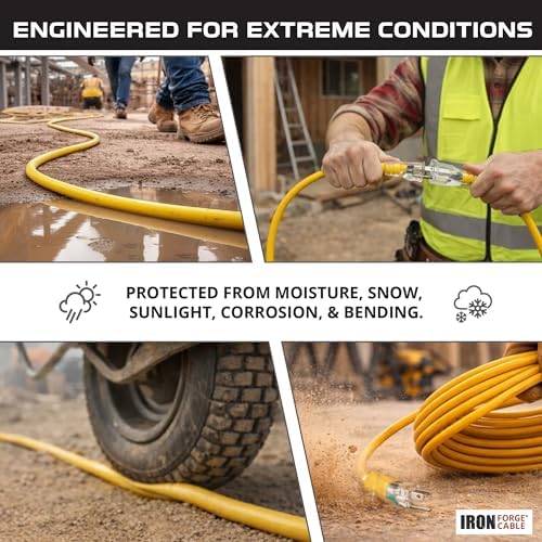 Iron Forge Cable 12 Gauge Heavy Duty Extension Cord, 200 Ft - Yellow SJTW - Image 4